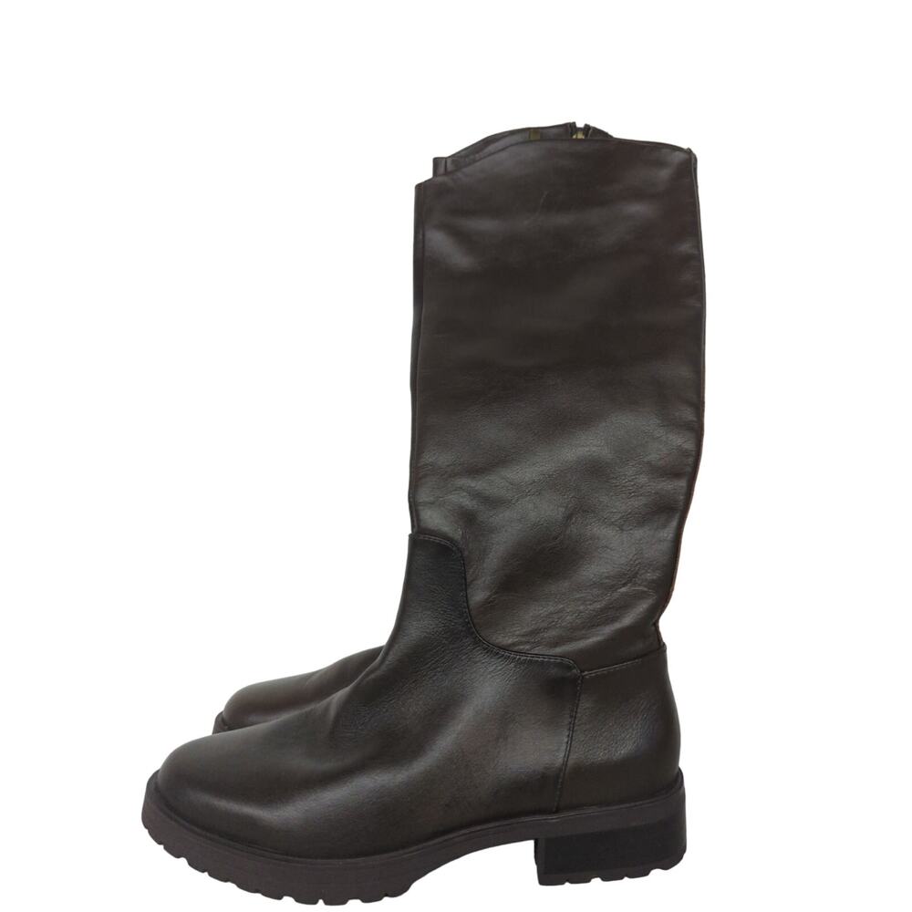 New NORDSTROM Nooliver-lea Leather dark brown boots sz5.5 tall riding equestrian - Picture 5 of 7